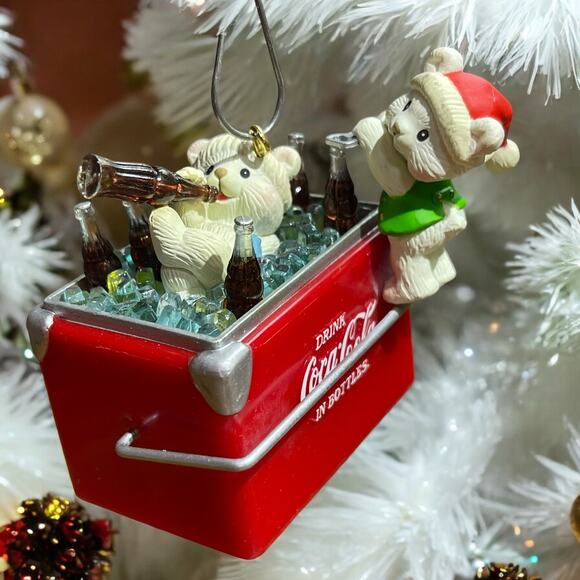 NIB Coca Cola Christmas Ornament I Can Bear-ly Wait For A Coke Bear Americana - Picture 1 of 9